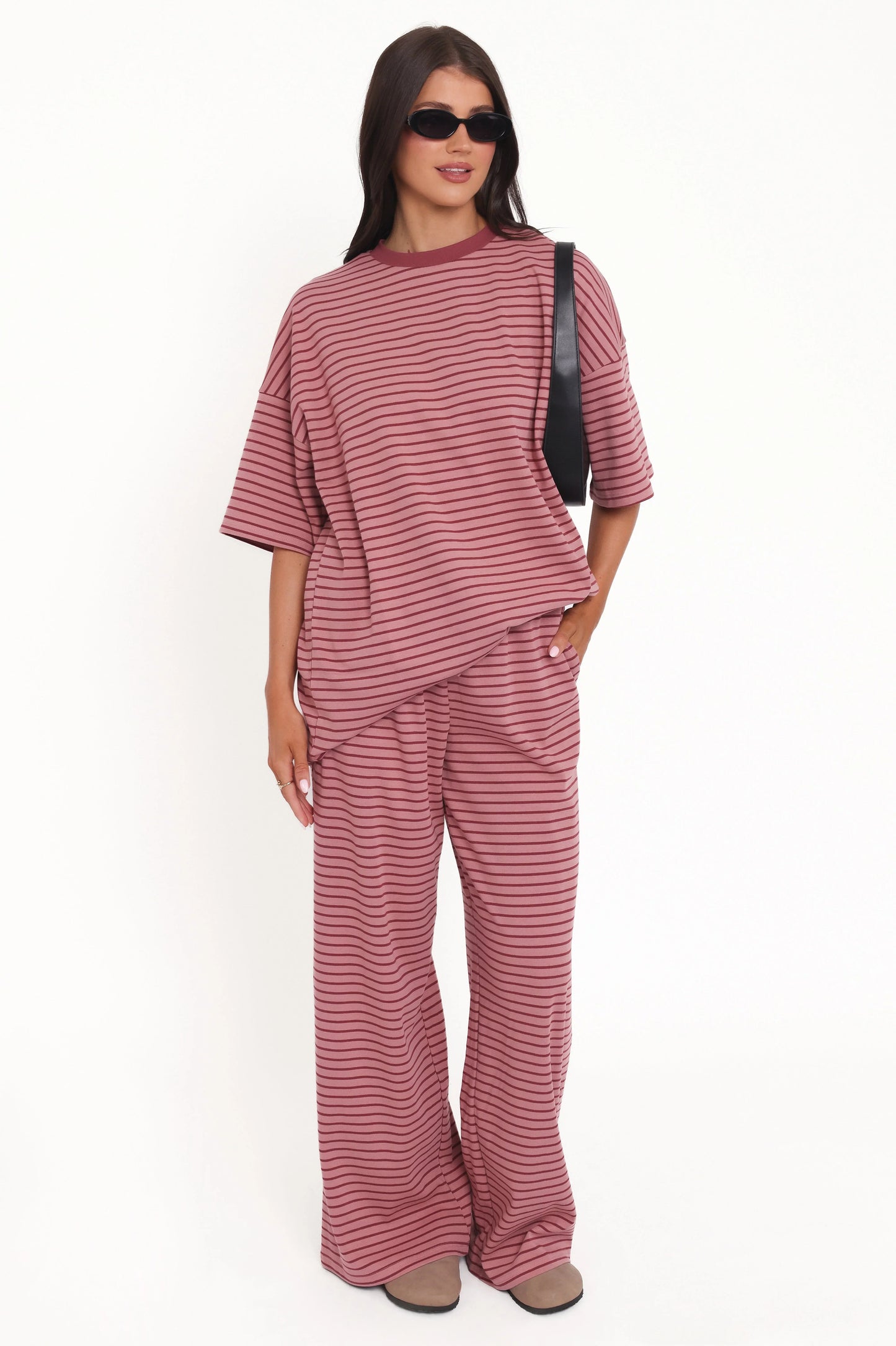Wilda Oversized Tee Pink Red Stripe