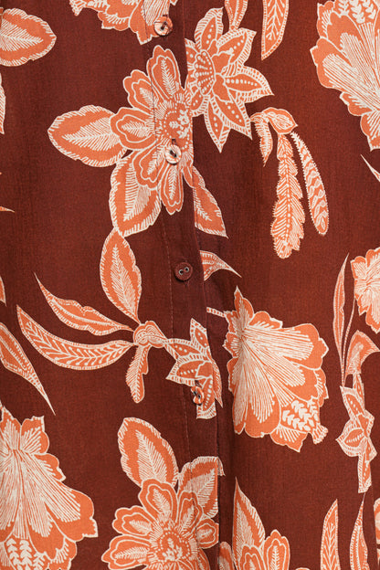 Samira Short Sleeve Shirt Orange Floral
