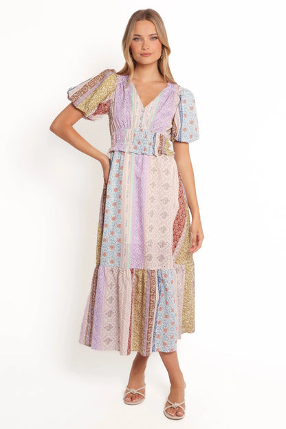 Verona Patchwork Midi Dress Botanic Multi