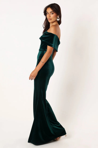 Adair Off Shoulder Maxi Dress Emerald Green