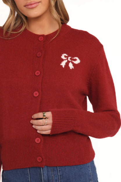 Middleton Mini Bow Cardigan Wine