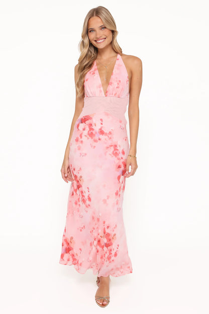 Gwyneth Halterneck Maxi Dress Pink Floral