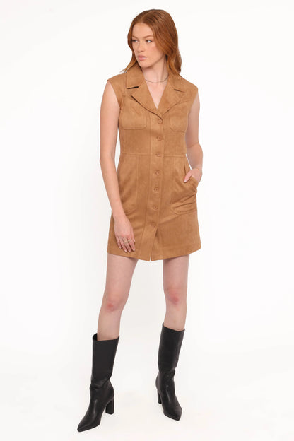 Xoey Suede Mini Dress Camel