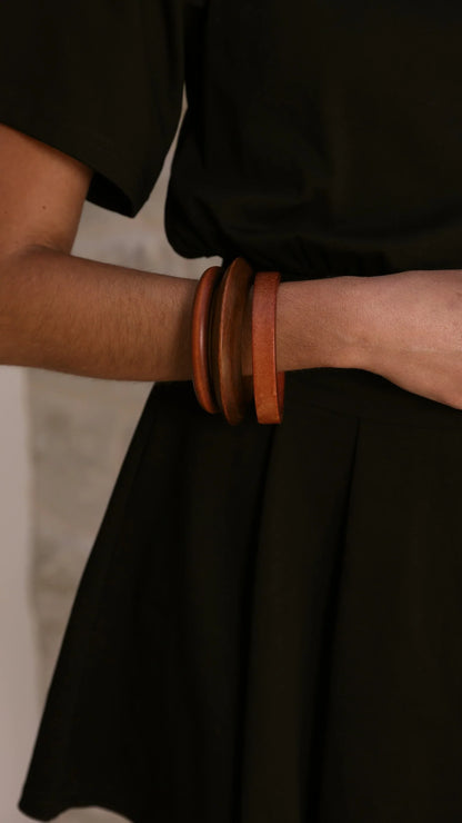 Trio Timber Bangle Set Tan