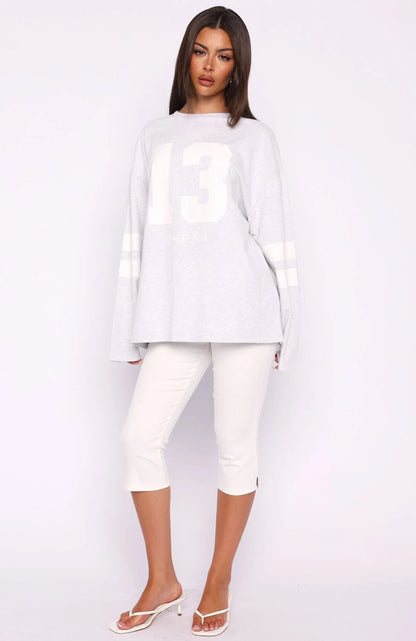 Playing Ball Oversized Long Sleeve Tee Grey Marle