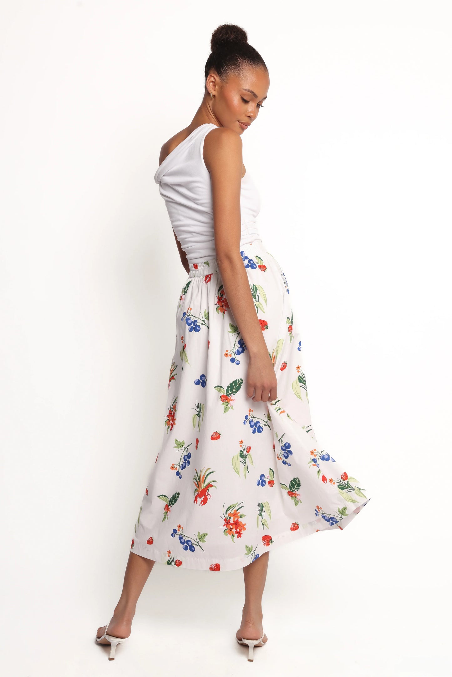 Geneva Midi Skirt Off White Red