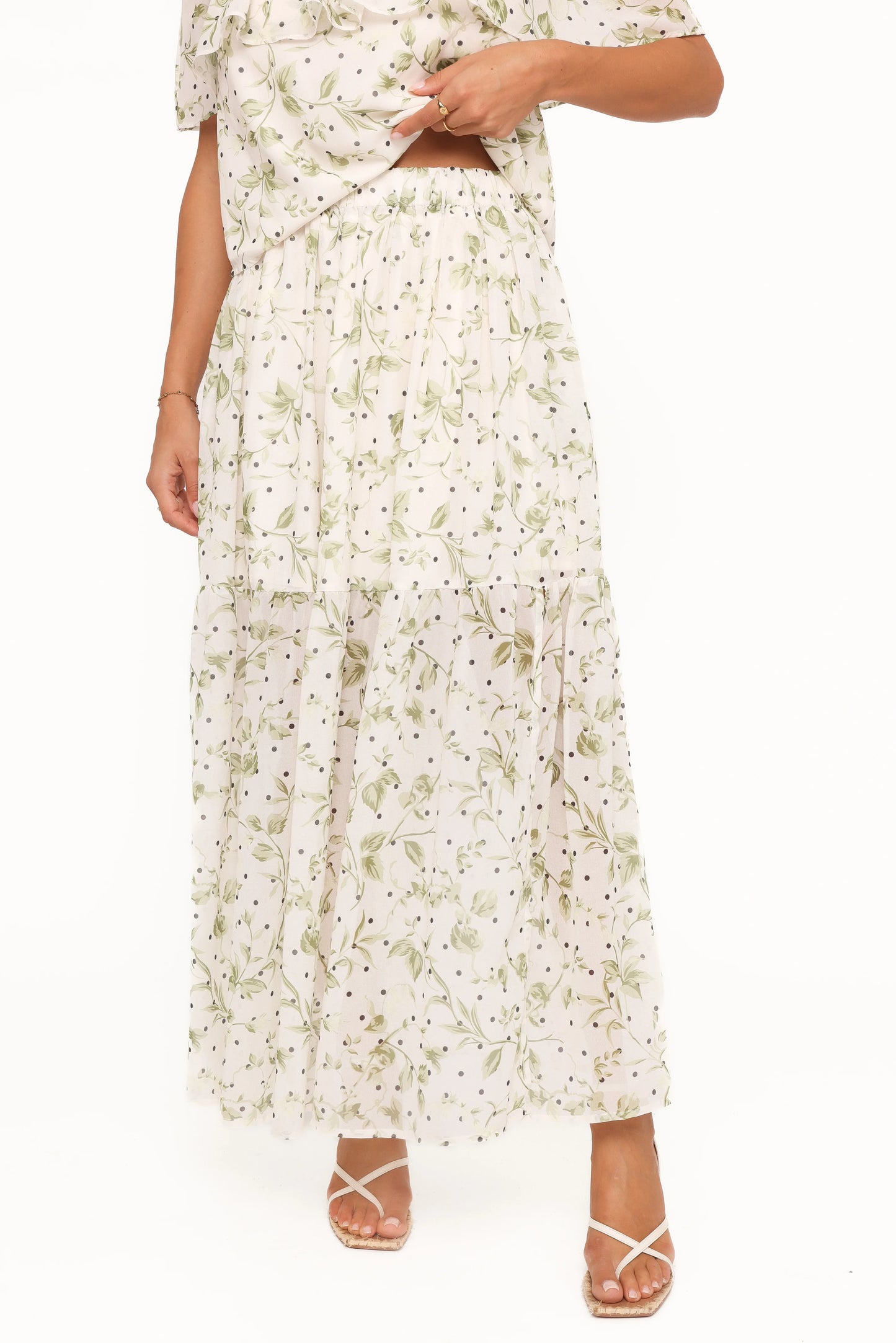 Vanessa Maxi Skirt Set Green Leaf