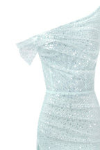 Striking sequined maxi dress in mint green