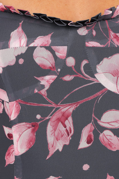 Ashton Midi Dress Steel Gray Floral