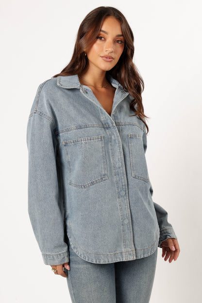 Cassie Oversized Denim Shacket Blue
