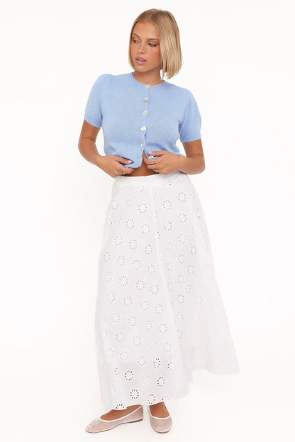 Varia Eyelet Maxi Skirt White