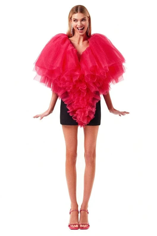 Volumetric heart shaped mini dress