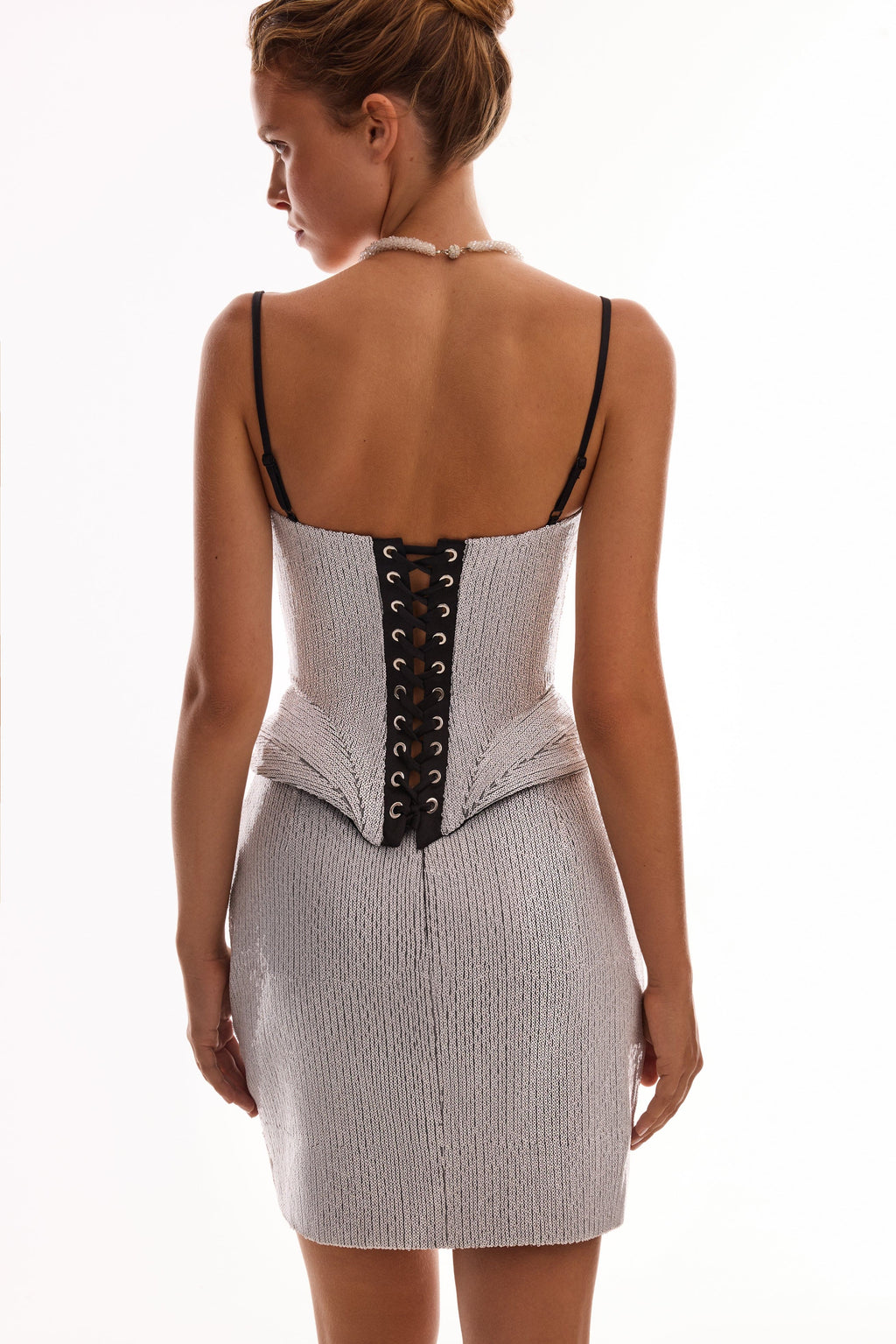White sequined wrapped mini skirt Midnight Walk