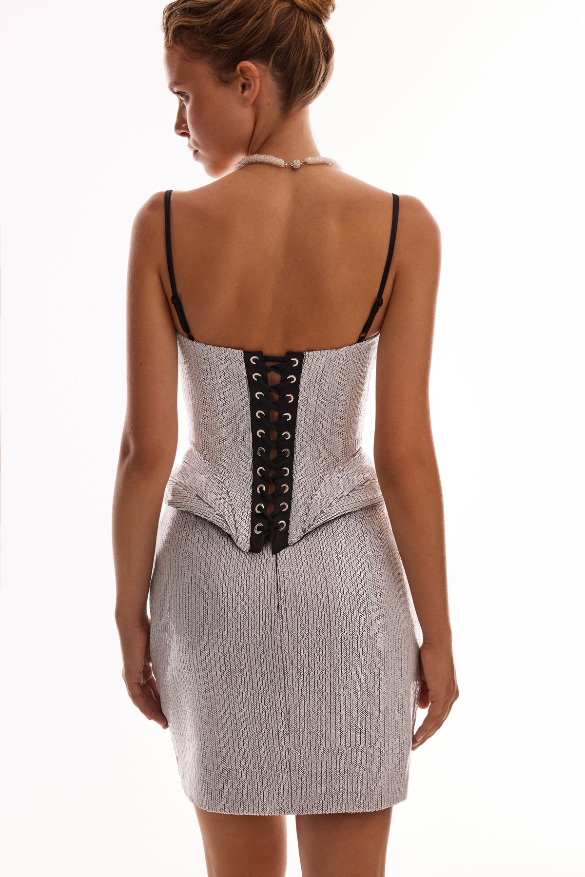 White sequined wrapped mini skirt Midnight Walk