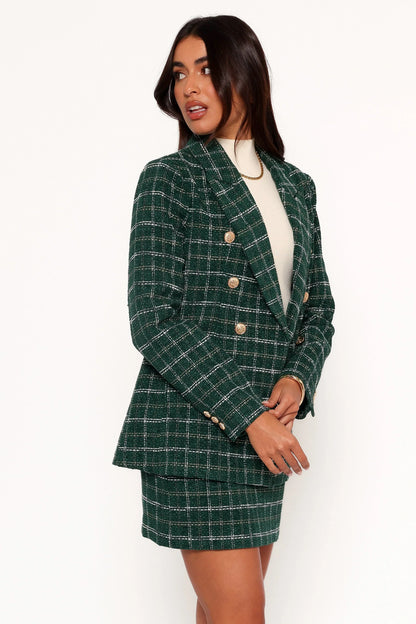 Jules Twill Plaid Blazer Green