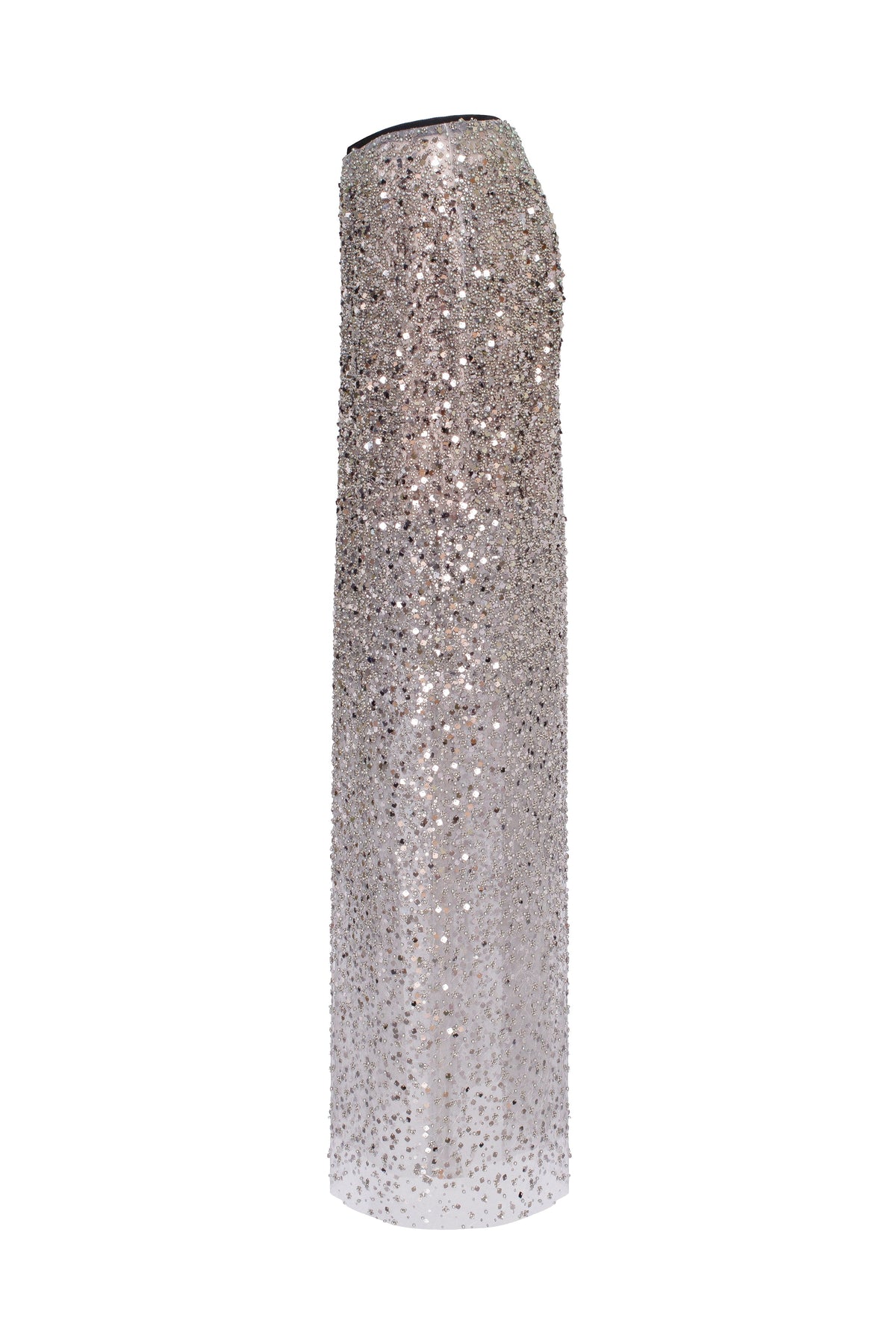Showstopper fully sequined silver fitted maxi skirt Midnight Walk