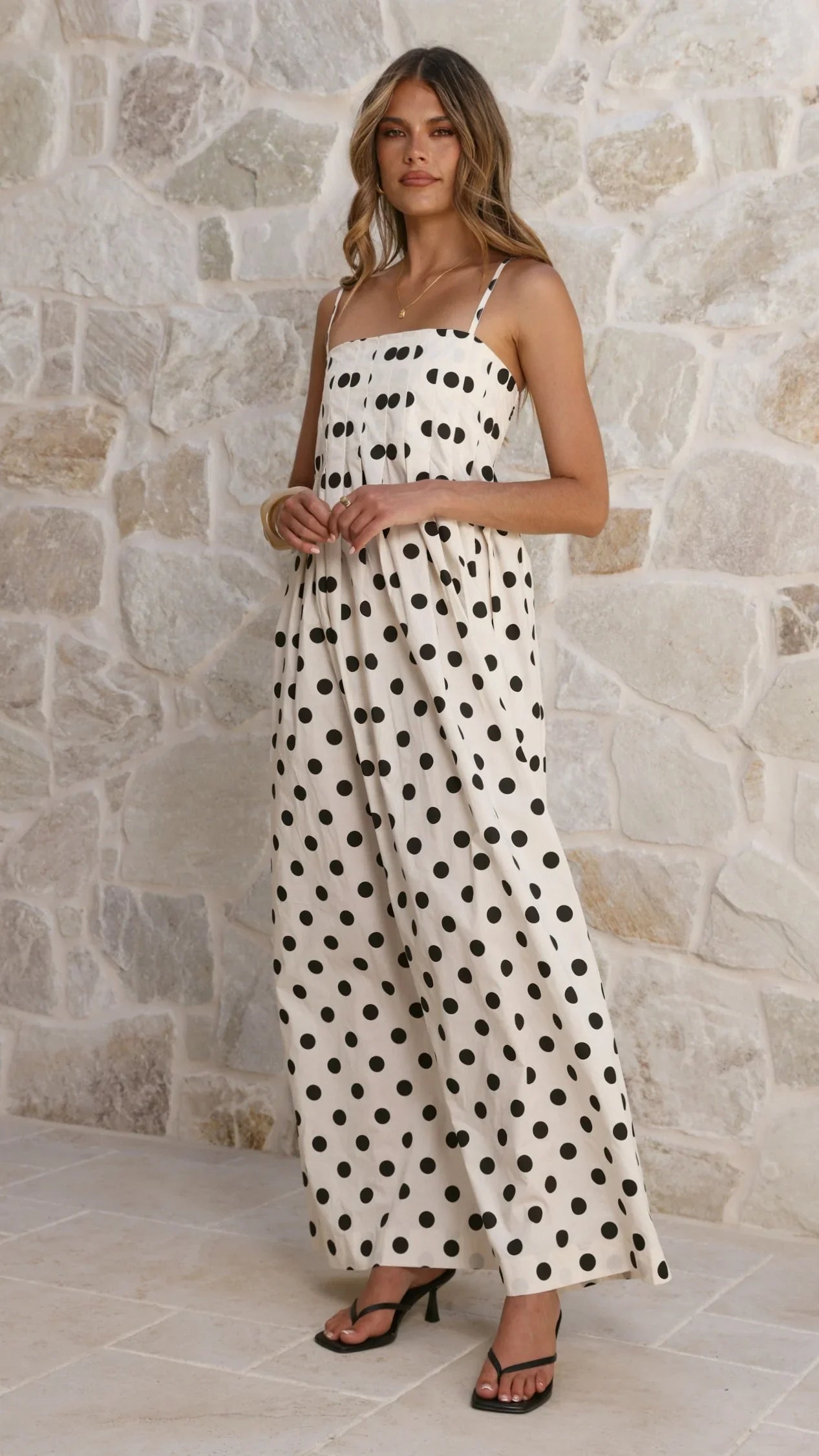 Felicity Maxi Dress White Black Spot