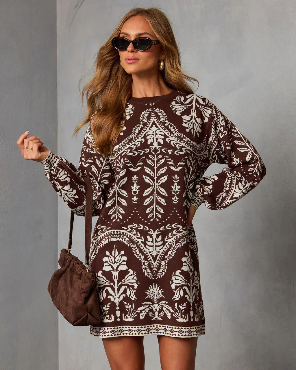 Deysi Printed Sweater Mini Dress