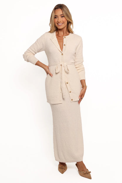 Charmelle Boucle Knit Cardigan Top White