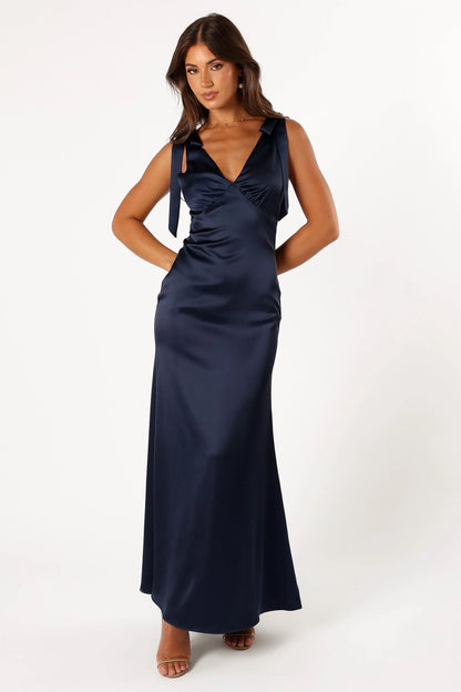 Xavier Bow Shoulder Maxi Dress Navy