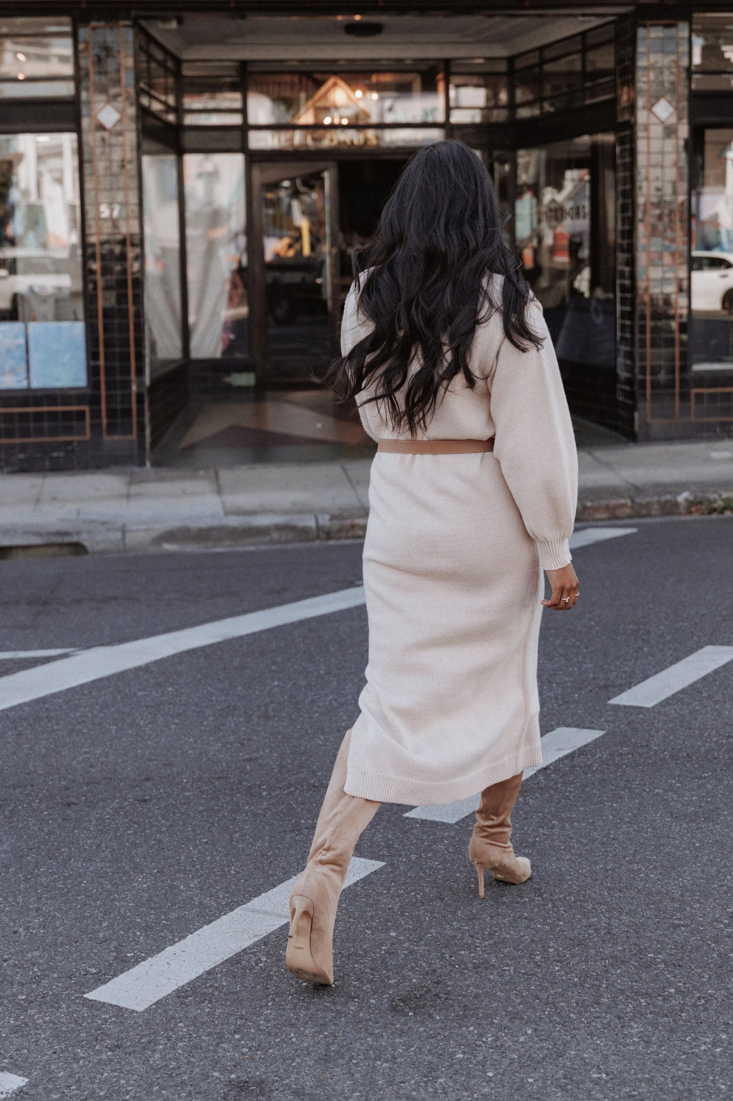 Odile Knit Midi Dress Tan