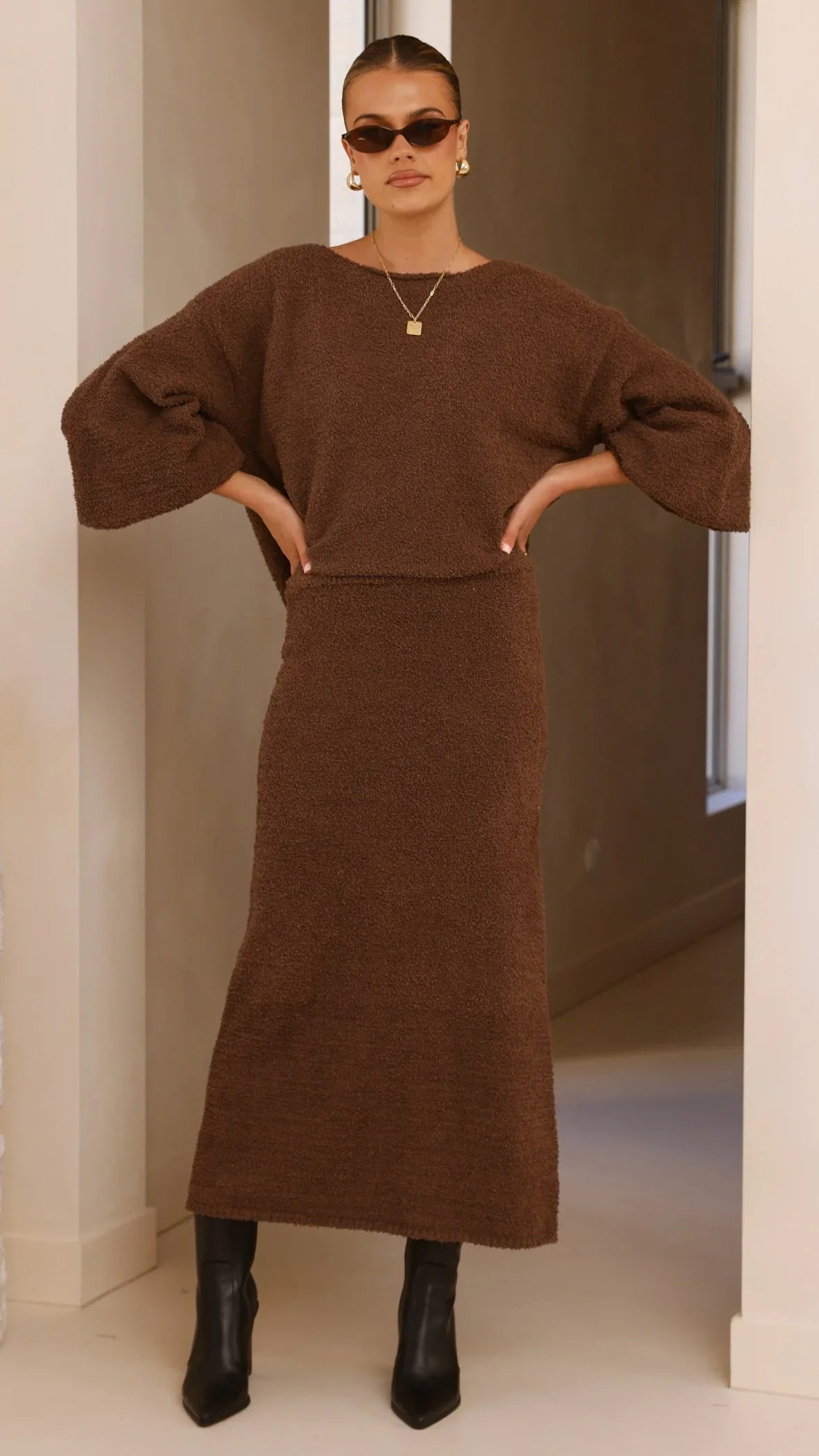Cohen Knit Midi Skirt Chocolate