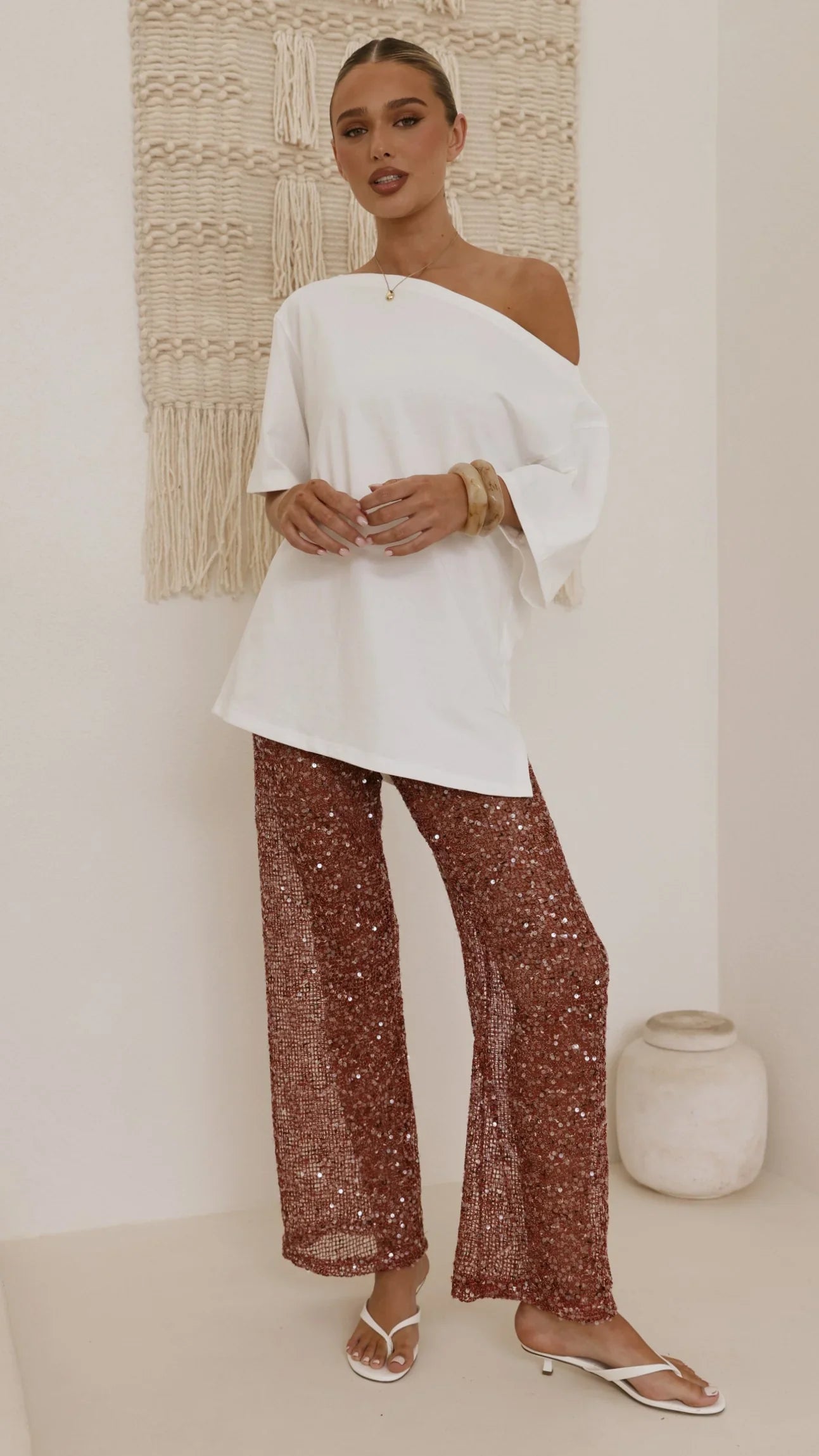 Zinnia Sequins Pant Rust