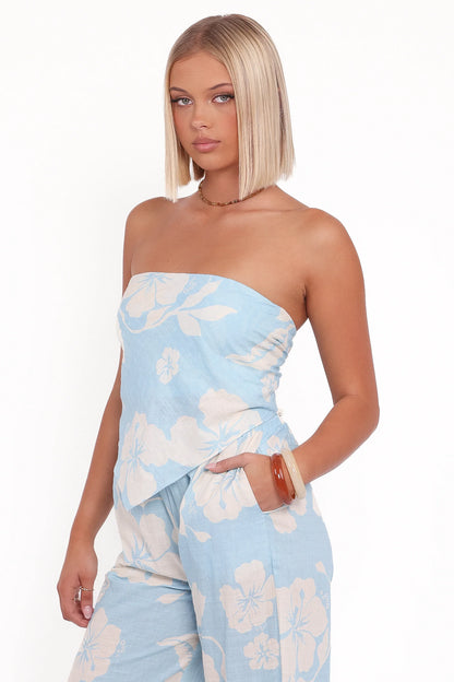 Lourdes Top Blue Hibiscus
