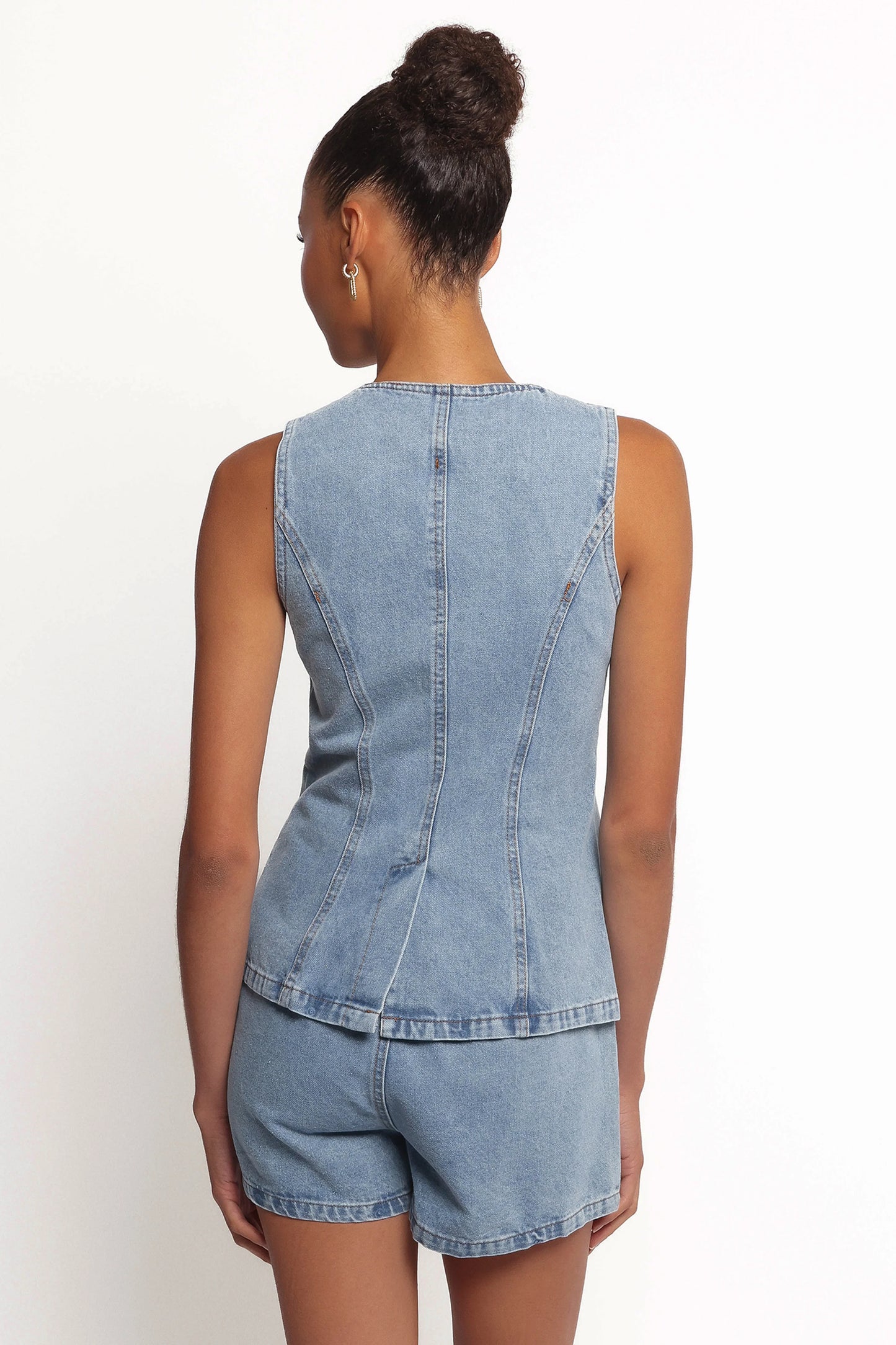 Almana Denim Short Set Medium Blue