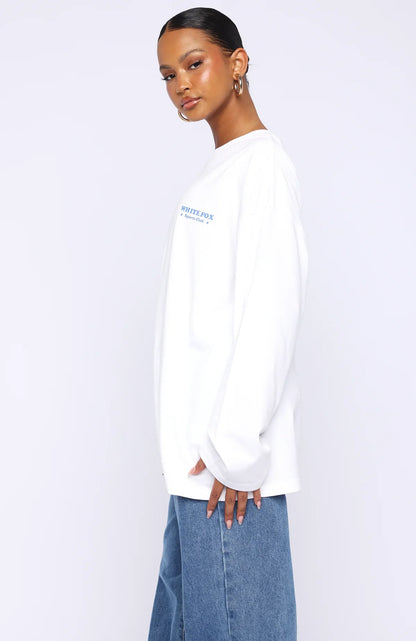 Little Bit Loud Oversized Long Sleeve Tee White