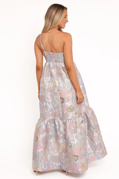 Betina Bow Front Maxi Dress Pale Blue Floral