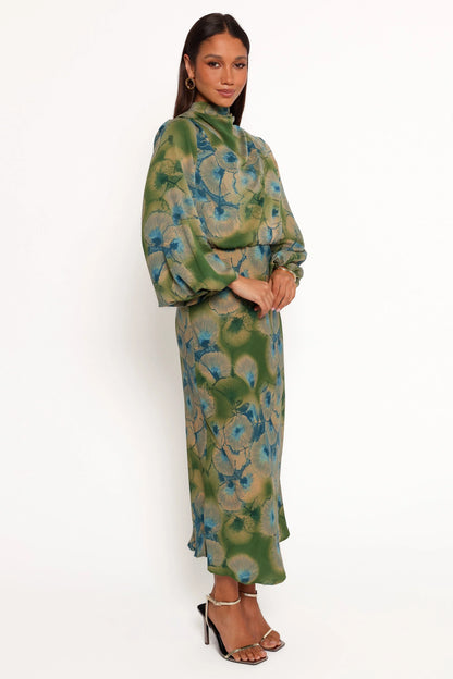 Perrie Long Sleeve Midi Dress Green