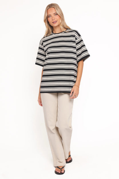 Zestora Tee Black Ivory Stripe