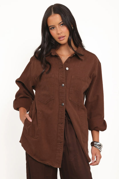 Toto Denim Shacket Chocolate Brown