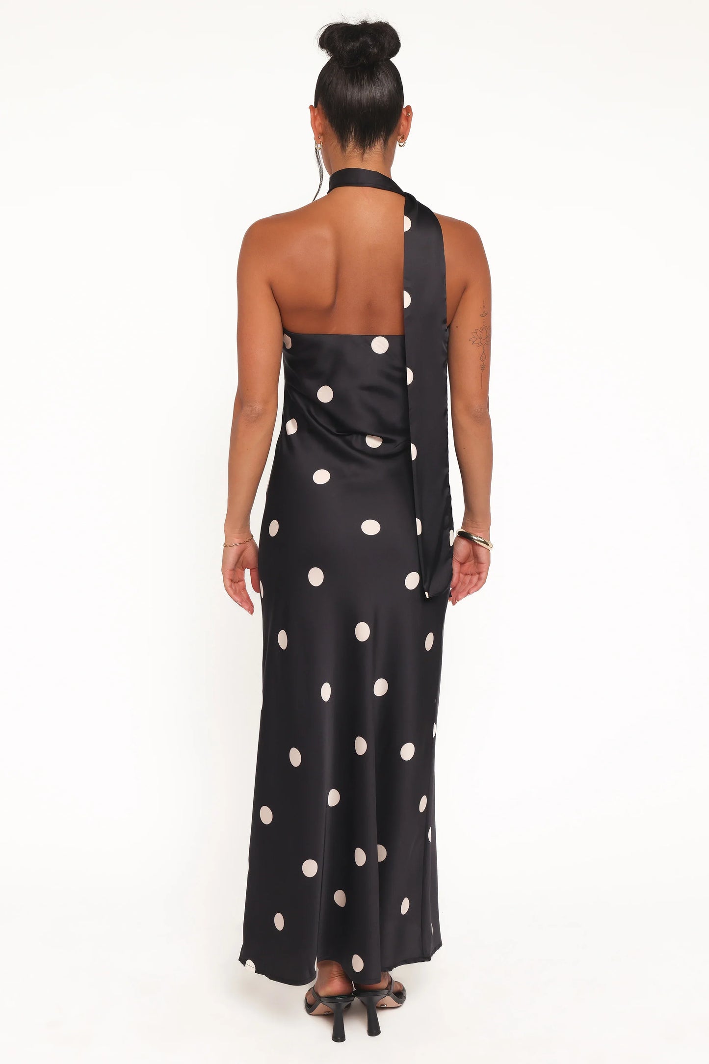Jutta Strapless Maxi Dress Black Polka Dot