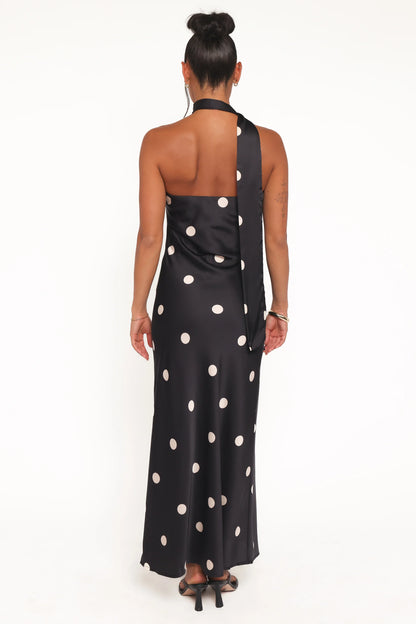 Jutta Strapless Maxi Dress Black Polka Dot