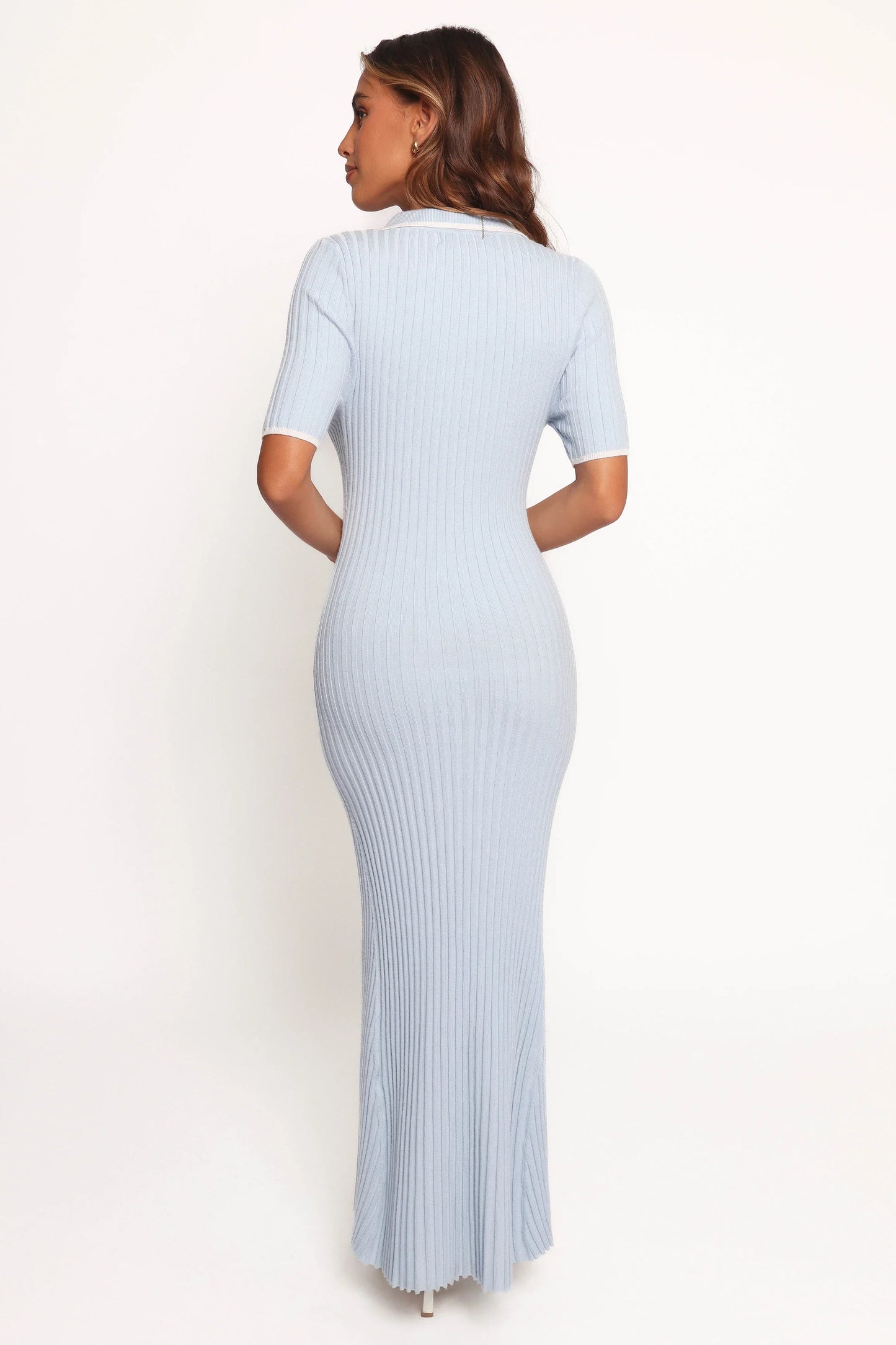 Crawford Short Sleeve Knit Dress Pale Blue