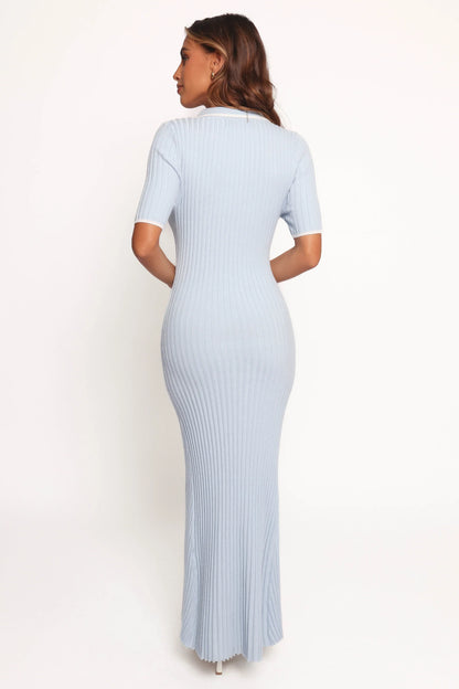 Crawford Short Sleeve Knit Dress Pale Blue