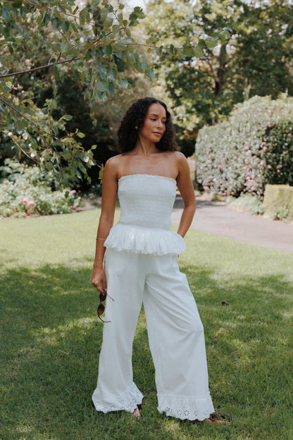 Eliska Frill Hem Pant White