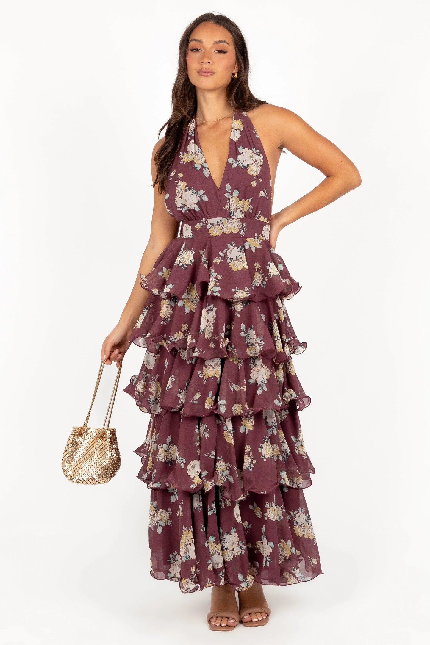 Kendall Maxi Halterneck Dress Dark Wine