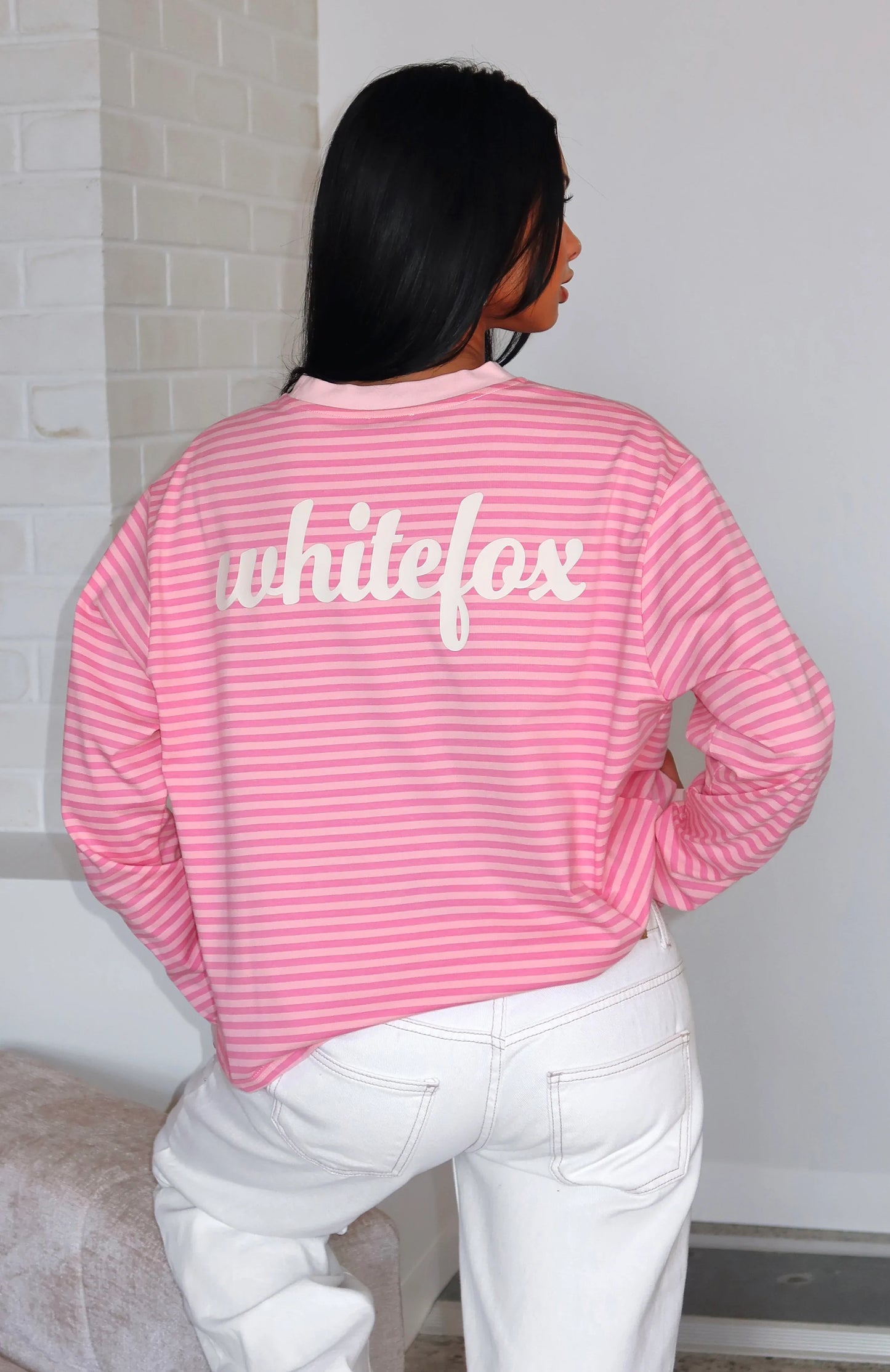 Catch The Drift Long Sleeve Tee Dark Pink Light Pink Stripe