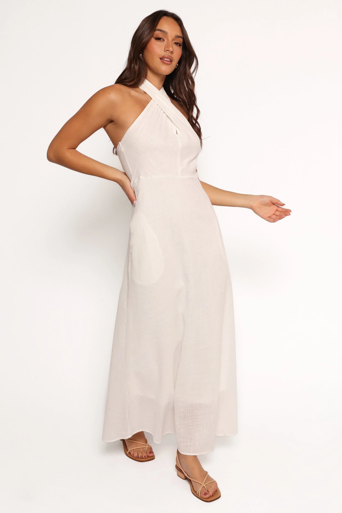Betsy Halterneck Maxi Dress White