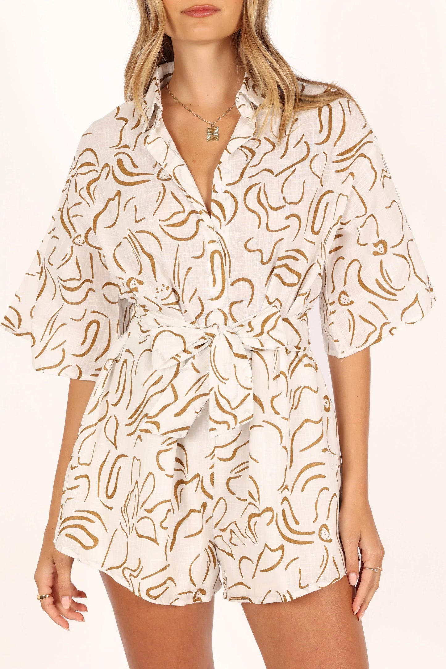 Kellie Romper White Beige