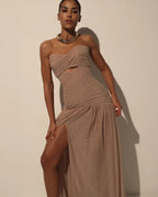 Maxi Dress in Italian Mesh with Corset Bodice