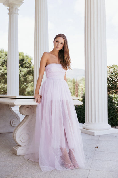 Anabella Strapless Maxi Dress Pale Pink