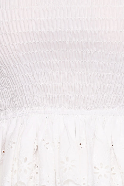 Stori Shirred Top White Broderie