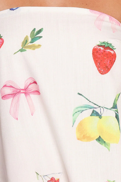 Soph Strapless Maxi Dress Ciao Bow Print