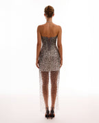 Entrance worthy semi sheer sequined silver maxi dress Midnight Walk