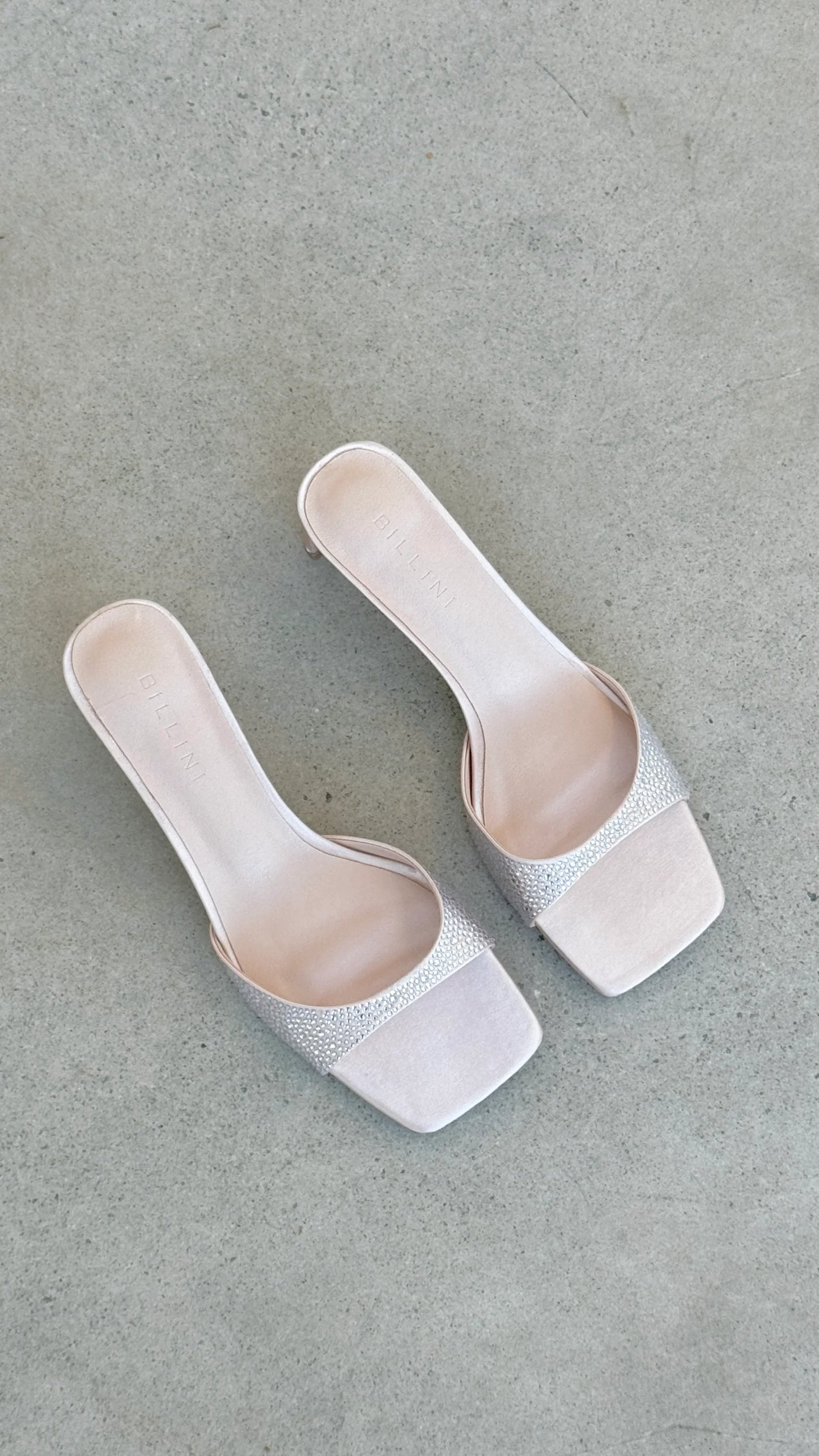Yiri Heels Champagne Satin Diamante