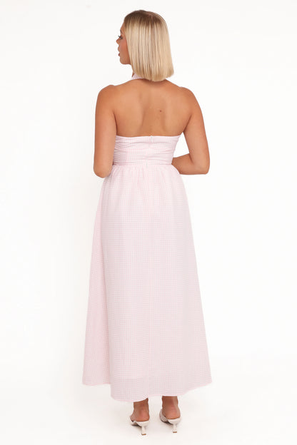 Margerie Halter Dress Pink Gingham